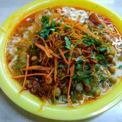 A picture of Spicy delhi style Aloo tikki chaat.