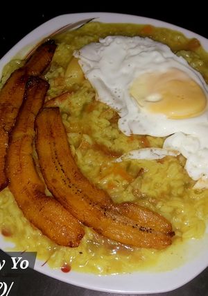 A picture of Majadito Batido with Shredded Beef ('Charque' de Peceto).