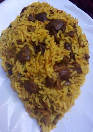 Dafadukan shinkafa da hanta ainihin hoton girkin
