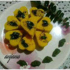 A picture of Little heart dhokla.