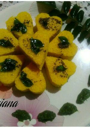 A picture of Little heart dhokla.