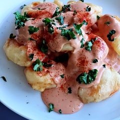 A picture of Ebi Mayo: Surprisingly Easy Fluffy Shrimp Fritters with Japanese Aurora Sauce.