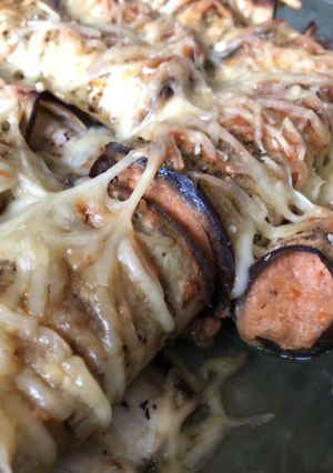 Una foto de Canelones de berenjena con atún y huevo cocido