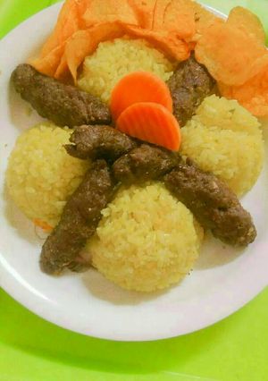 A picture of Beef Kofta with Curry Rice 🍚🍲.