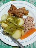 Bifes de Porco com Legumes e Atum