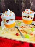 Orange jelly with creamy fruit delight