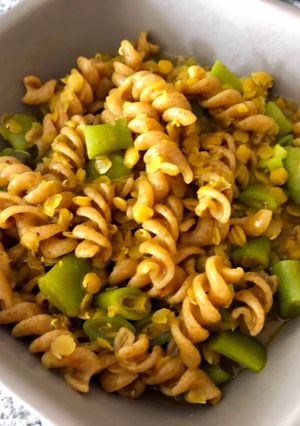 Una foto de Fusilli al curry rapidito