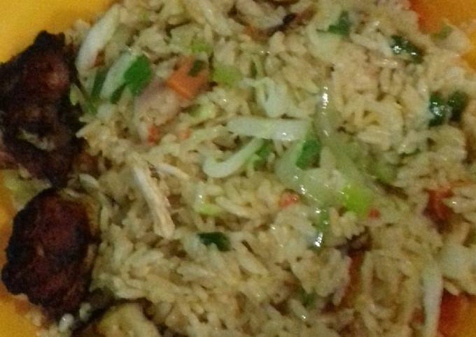 Coconut rice with Stir fry veges and chicken Recipe