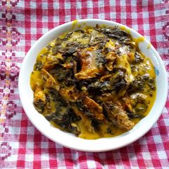 A picture of Seafood bitterleaf soup.