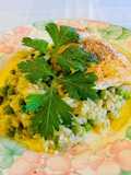 Risotto con piselli e salmone