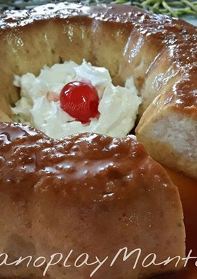 Una foto de Puding con leche de coco y pan de hamburguesas en GME, F y G y tradicional