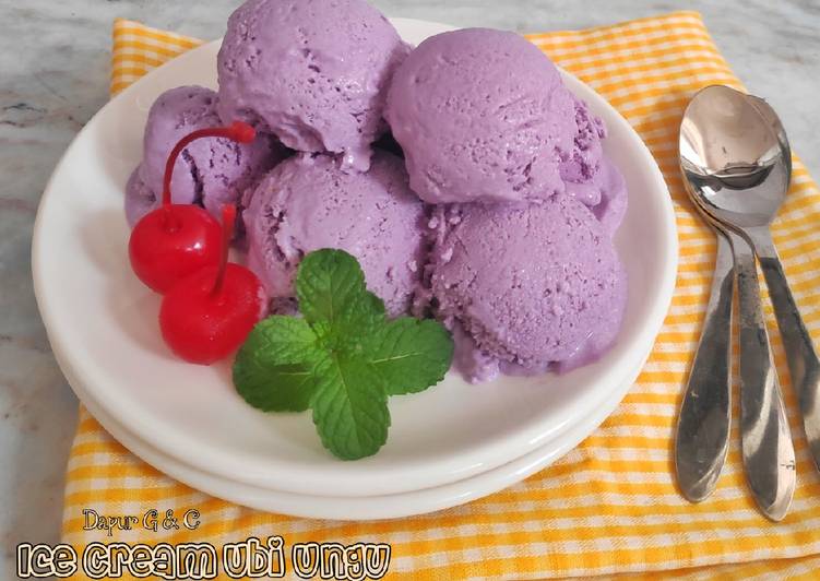 Bagaimana mengolah Ice Cream Ubi ungu, Enak Banget