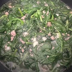 A picture of Lebanese Spinach Stew with Rice.