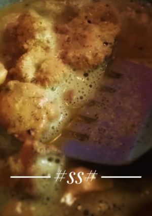 A picture of Fish egg fritters with mustard sause #Cookpad.