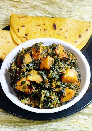 A picture of Aloo Methi Ki Sabjiમેથીની ભાજી અને બટેટાનું શાક.