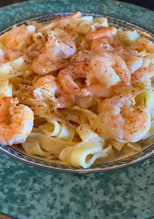Une photo de 😜 Tagliatelles aux crevettes et citron vert