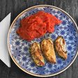 Pechugas de pollo en filete con cremoso puré de remolacha