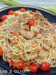 Foto resep Spaghetti aglio e olio tuna