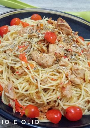 Foto resep Spaghetti aglio e olio tuna
