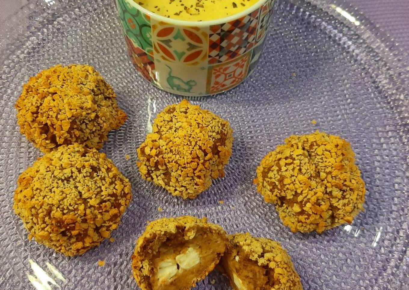 Albóndigas de lentejas y coliflor con queso de cabra