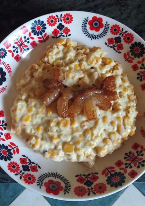 Kukoricafőzelék sült szalonnával recept fotója