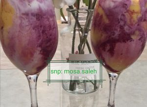صورة لوصفة عصير مانجو بالايسكريم والكرز 👌🏻👍🏻👍🏻