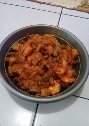 Foto resep Balado kentang,ati ampela & udang