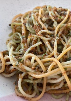 Foto resep Elise's fav: Spageti anchovies tepung roti super kilat dan nikmat ala Elena