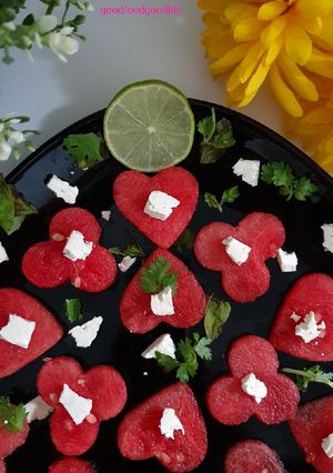A picture of Watermelon feta salad..