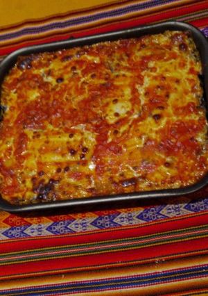 Una foto de Pastel de berenjena y pollo