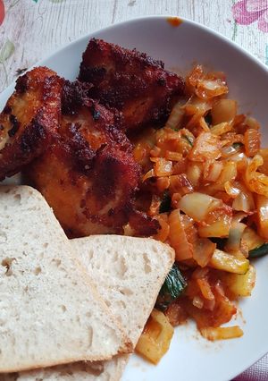 Lecsó, tökkel, sertés kockákkal recept fotója