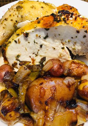 A picture of Roasted Lemon Pepper Chicken.