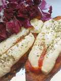 Milanesas napo de berenjenas al horno con ensalada de radicchio