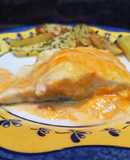 Bacalao con salsa de pimientos y bechamel en Thermomix