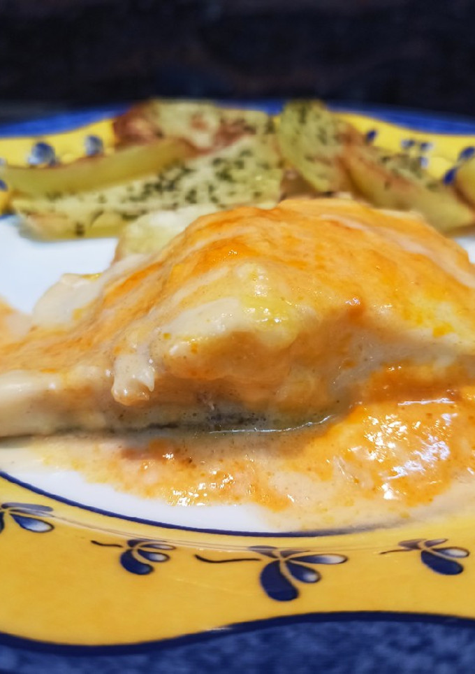 Una foto de Bacalao con salsa de pimientos y bechamel en Thermomix