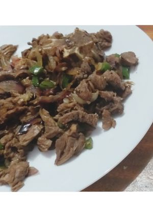 A picture of Dry Fry Beef #4weekschallenge #5ingredientsorlesschallenge.