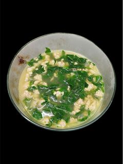 Hình của món Canh rau mồng tơi nấu thịt băm.