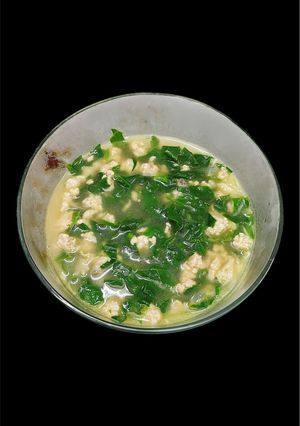 Hình của món Canh rau mồng tơi nấu thịt băm.