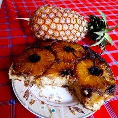 A picture of Pineapple upside down.