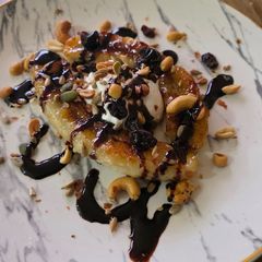 A picture of Breakfast banana split.