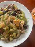 Stir-Fried Angled Luffa with Mushrooms and Glass Noodles