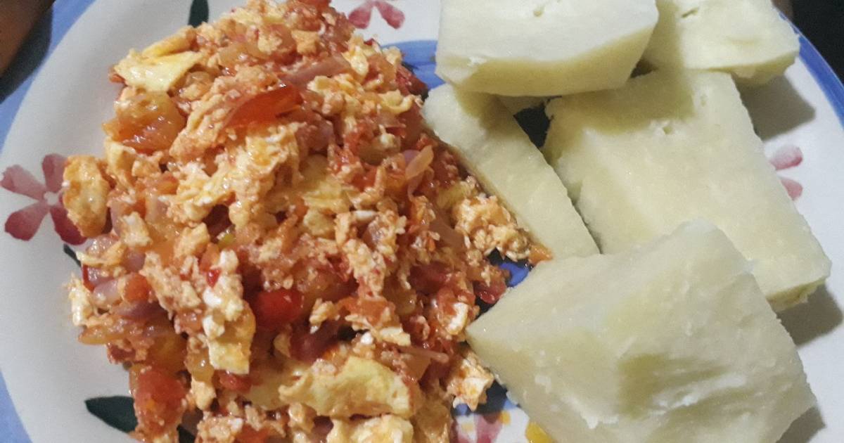 Boiled yam and egg sauce Recipe by Glory Cookpad