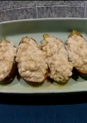 Una foto de Berenjenas rellenas de merluza para dietas de adelgazamiento
