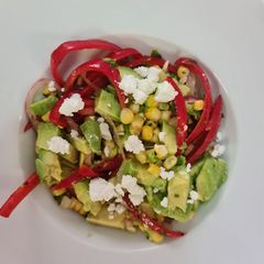 Red pepper, corn and avocado salad A picture of Red pepper, corn and avocado salad.