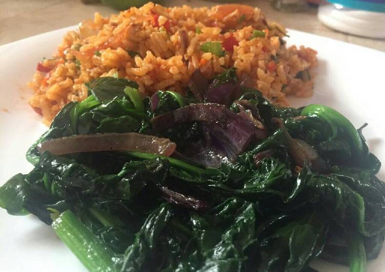 Simple Way to Prepare Favorite Fried rice with baby spinach