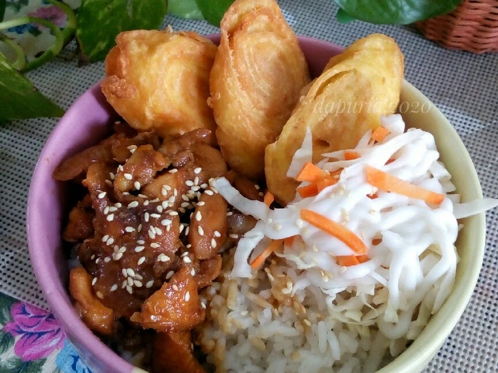 Langkah Gampang Menyiapkan Resep Rice Bowl (Chicken Teriyaki, chicken egg roll with salad mayo) yang Menggugah Selera Anti Ribet, Bikin Ngiler