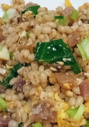 รูปของ ข้าวผัดข้าวบาร์เลย์,กุนเชียงเนื้อ