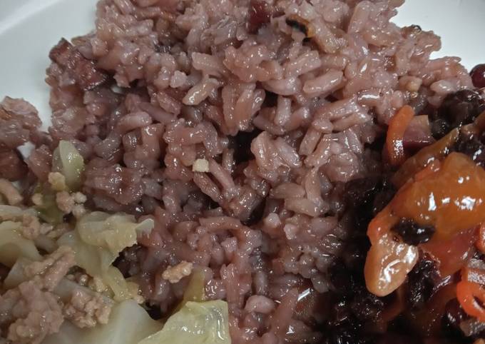 Steps to Make Favorite Grape Juice Rice with Pancetta for Diet Food