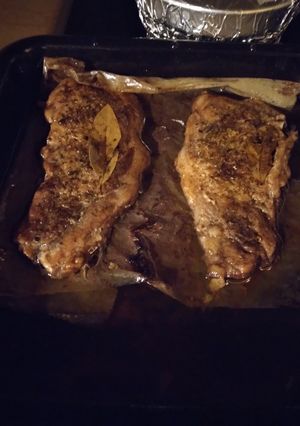 A picture of Cyprus army Pork chop for my Colonel (baked) πριζόλα.
