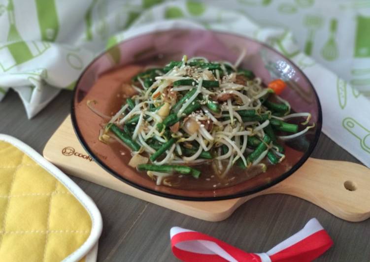 Tumis Touge Jepang Dan kacang panjang ayam suwir